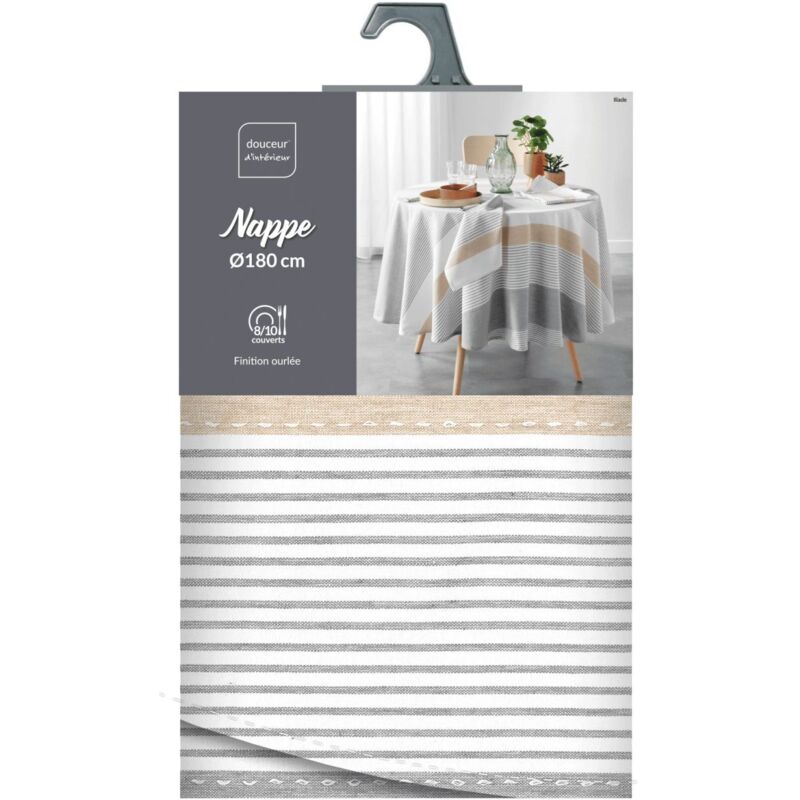 Douceur D'intérieur - Nappe ronde Diamètre 180cm - Tissé teint - Blanc