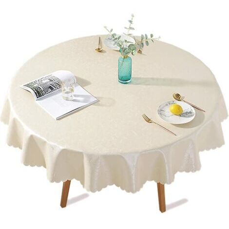 Nappe ronde en plastique enduit 140 cm – Imperméable, anti-tache, anti-rayures – Design élégant fleurs pour pique-nique, extérieur