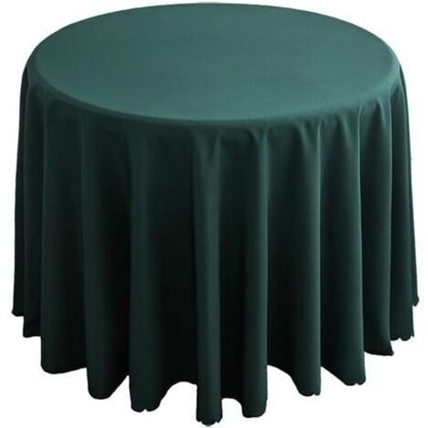 Nappe ronde en polyester pour maison, restaurant, fête, buffet, pique-nique (vert foncé, ronde, 240 cm)