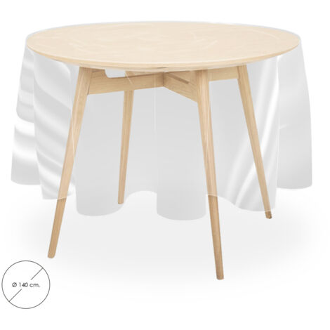 Nappe ronde en toile cirée anti-taches Ø 140 cm. Transparent