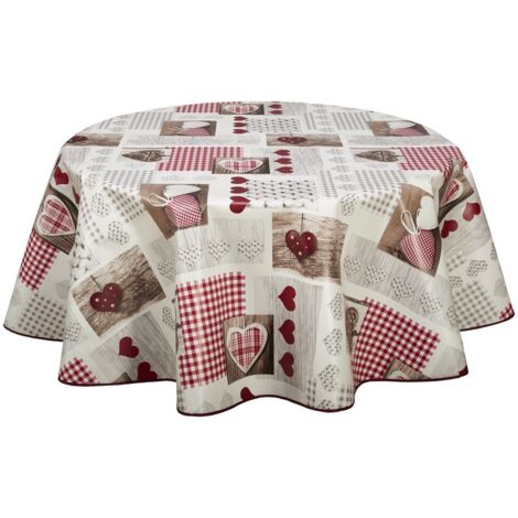 Nappe ronde en toile cirée campagne Berneix - Diam. 135 cm - Multicolore