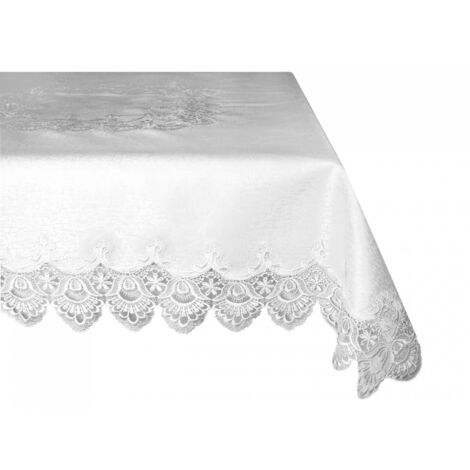 Nappe ronde guipure blanche 120 cm Mesa 088