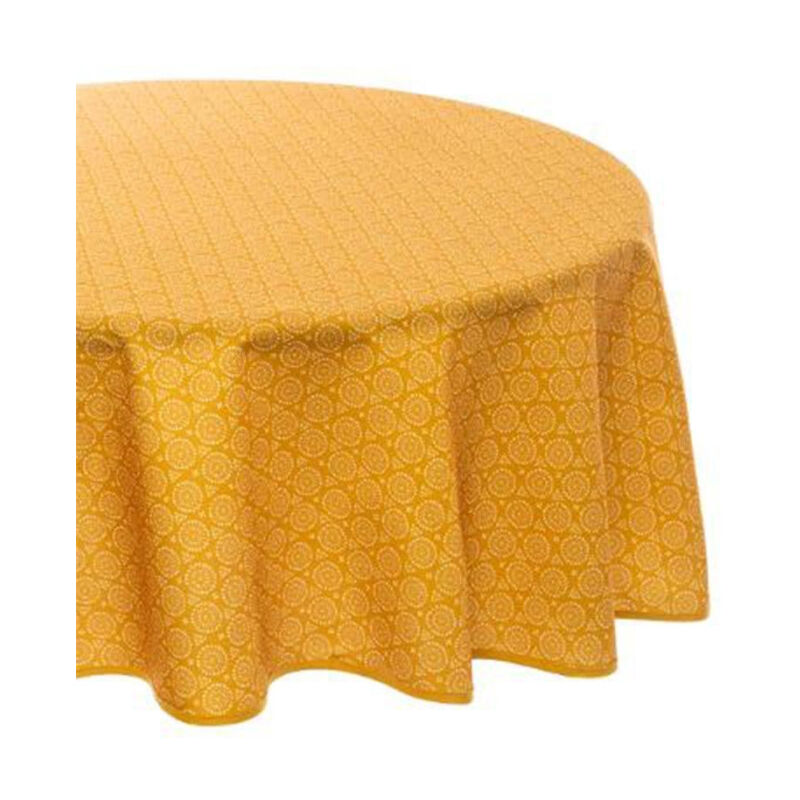 Nappe Ronde Imprimé 'Ethnika' 180cm Jaune