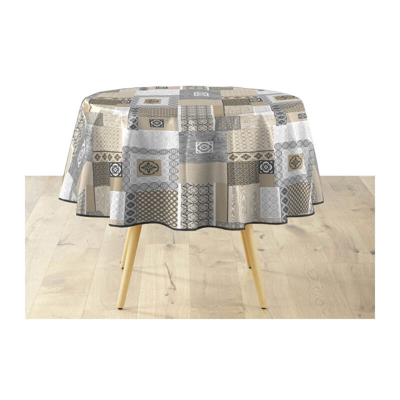 Nappe Ronde Imprimé "Costa" 160cm Beige Nappe Ronde Imprimé "Costa" 160cm Beige