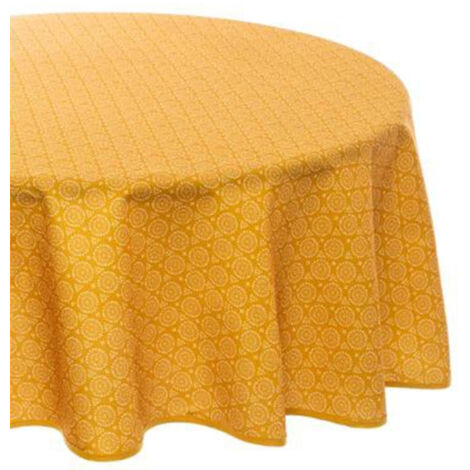 Nappe Ronde Imprimé "Ethnika" 180cm Jaune