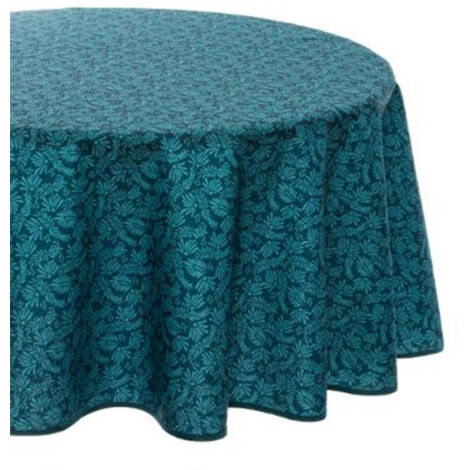 Nappe Ronde Imprimé "Feuille" 180cm Bleu