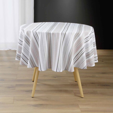 Nappe Ronde Imprimé "Melina" 180cm Gris