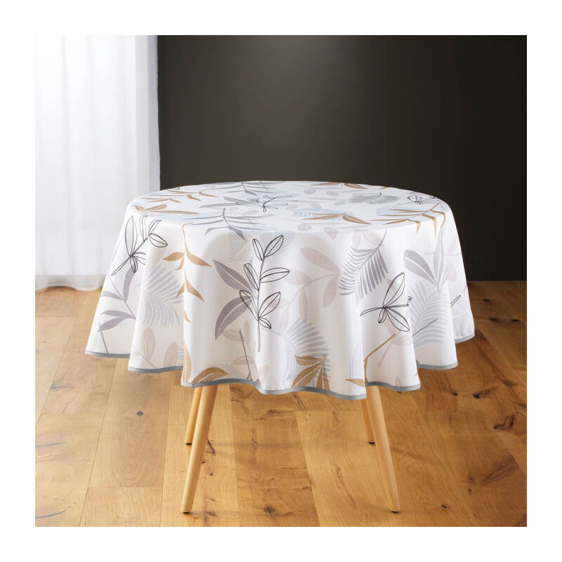 Nappe Ronde Imprimé 'Miraline' 180cm Blanc Nappe Ronde Imprimé 'Miraline' 180cm Blanc