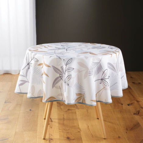 Nappe Ronde Imprimé "Miraline" 180cm Blanc