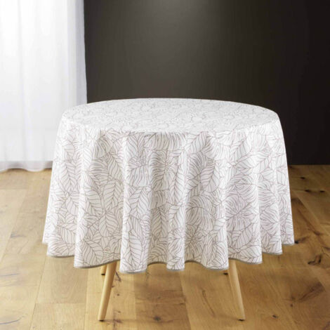 Nappe Ronde Imprimé "Solea" 180cm Blanc