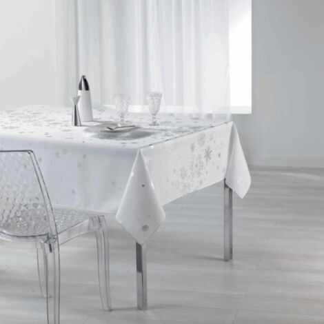 Nappe Ronde Imprimée "Constellation" 150x300cm Blanc