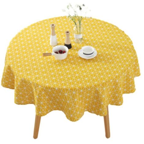 Nappe ronde – Motif riz jaune – Bord roulé – Diamètre 150 cm