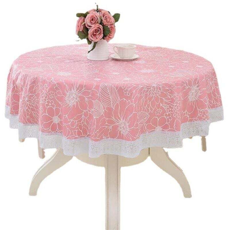 Nappe Ronde PVC Anti Taches, Facile d'entretien Motif de Elégant pour Salle à Manger Party Jardin Picnic (Rose,137cm)