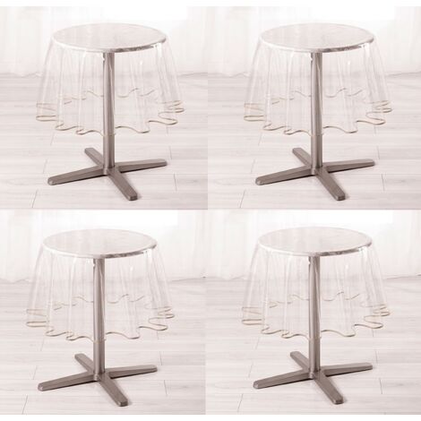 Nappe ronde transparente ourlet coloré Taupe 180x180 cm