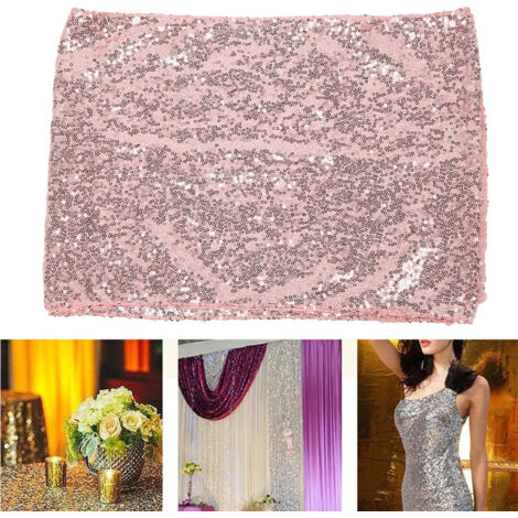 Nappe Rose Pailletée pour Décoration de Table de Fête, Mariage et Noël Brillante