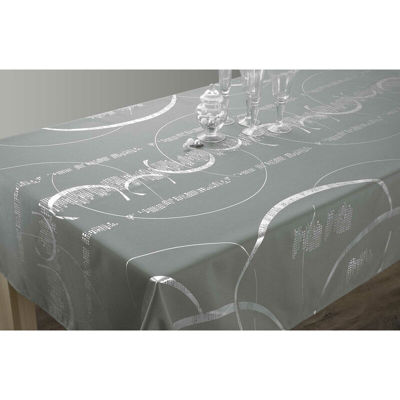 Le Linge De Jules - Nappe Shiny - Entretien Facile Gris clair - 150 x 300 cm