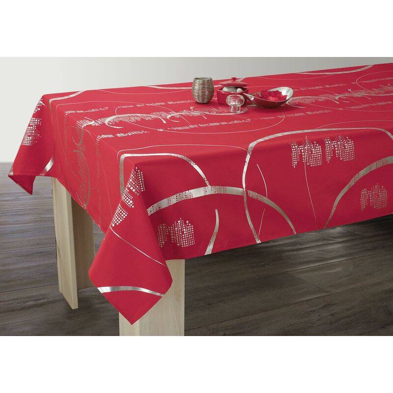 Le Linge De Jules - Nappe Shiny - Entretien Facile Rouge - 150 x 240 cm