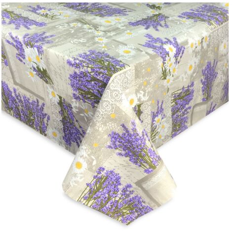 NAPPE SISSI lavande MARGHERITA en coton Cm. 140x140 x4 personnes