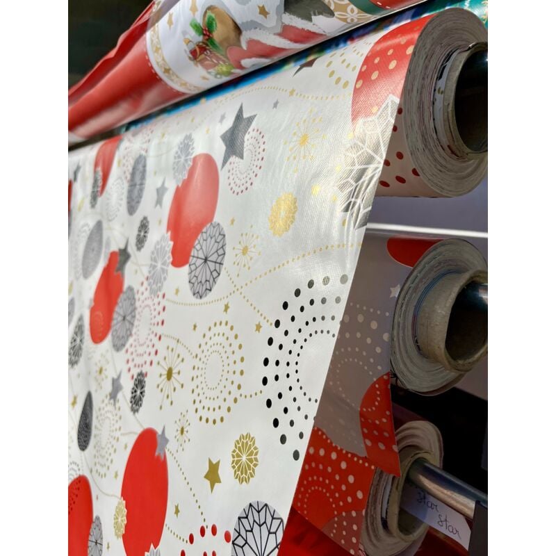Nappe Toile Cirée De Noël –Nova Star- Au Mètre - 300 x 140 cm - Blanc.