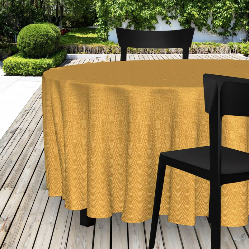 Nappe toile cirée ovale 140x240 cm paon curry