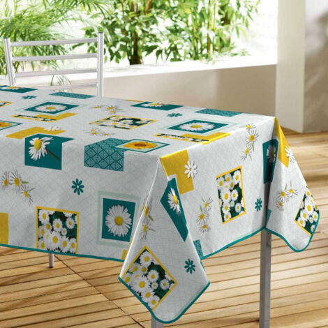 Nappe Toile Cirée "Bouton d'Or" 140x300cm Bleu