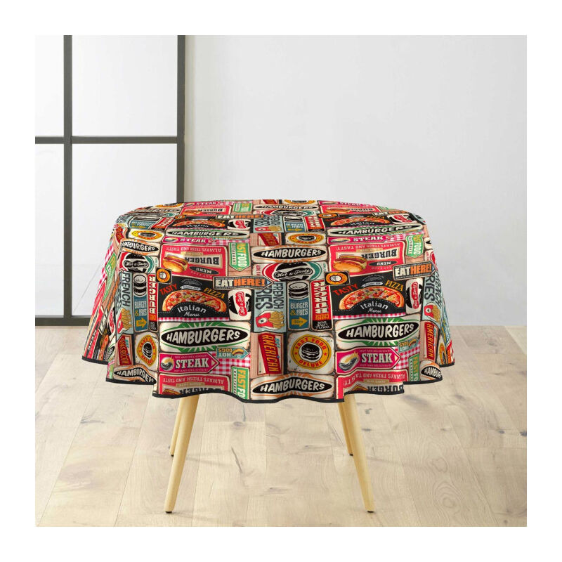 Nappe Toile Cirée Ronde 'Americano' 160cm Multicolore