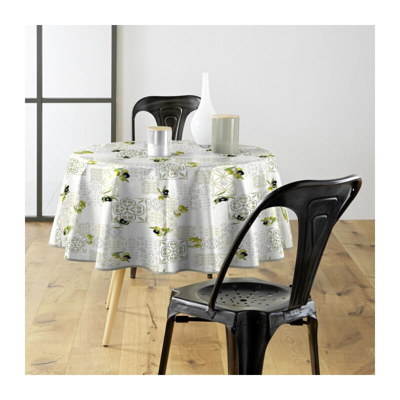 Nappe Toile Cirée Ronde "Andalousie" 160cm Vert Nappe Toile Cirée Ronde "Andalousie" 160cm Vert