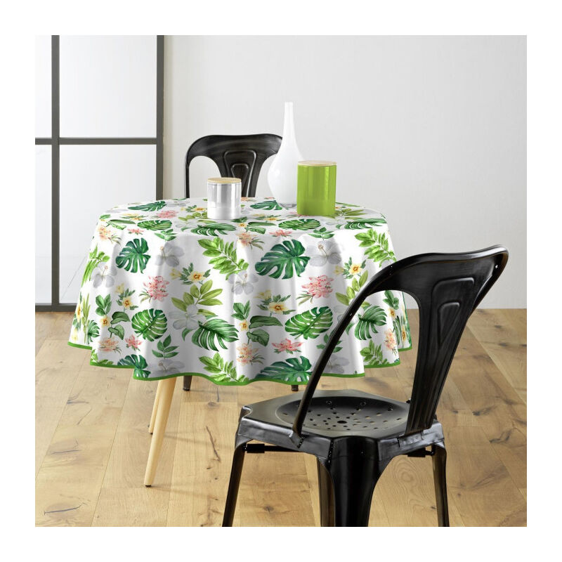 Nappe Toile Cirée Ronde 'Baleares' 160cm Vert Nappe Toile Cirée Ronde 'Baleares' 160cm Vert