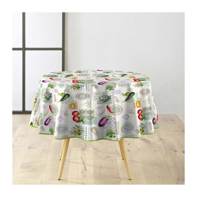 Nappe Toile Cirée Ronde Imprimé 'Vegetalia' 160cm Multicolore