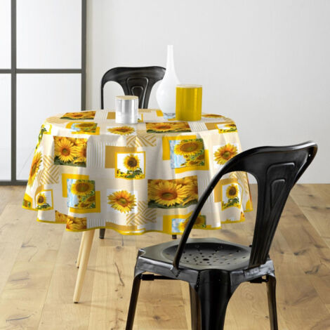 Nappe Toile Cirée Ronde "Sunflower" 160cm Jaune