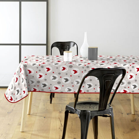 Nappe Toile Cirée "Suzette" 140x240cm Gris & Rouge