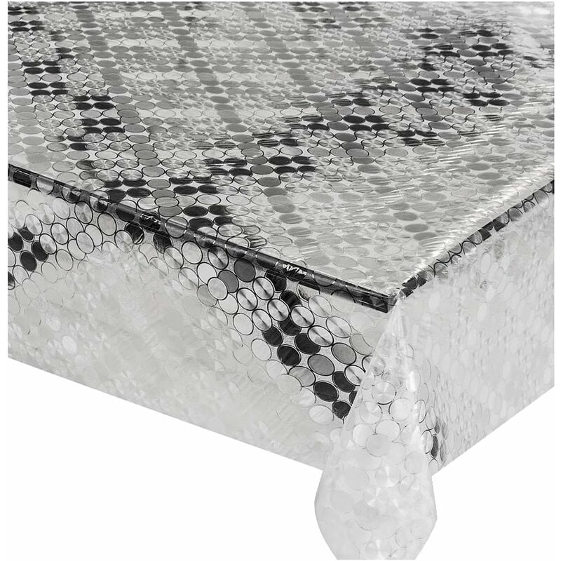 Nappe Transparente Moderne AntiTaches Plastifié Couverture de Table en Pvc Brillant Dis.D - 140x260 cm