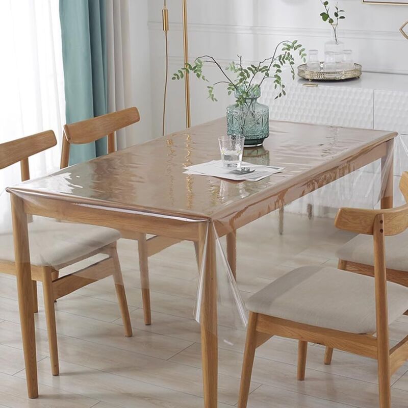 Nappe Transparente Rectangulaire, Nappe PVC Polyvinylchloride 0.13mm pour d'extérieur Jardin et Intérieur Imperméable et Lavable Taille Souhaitée