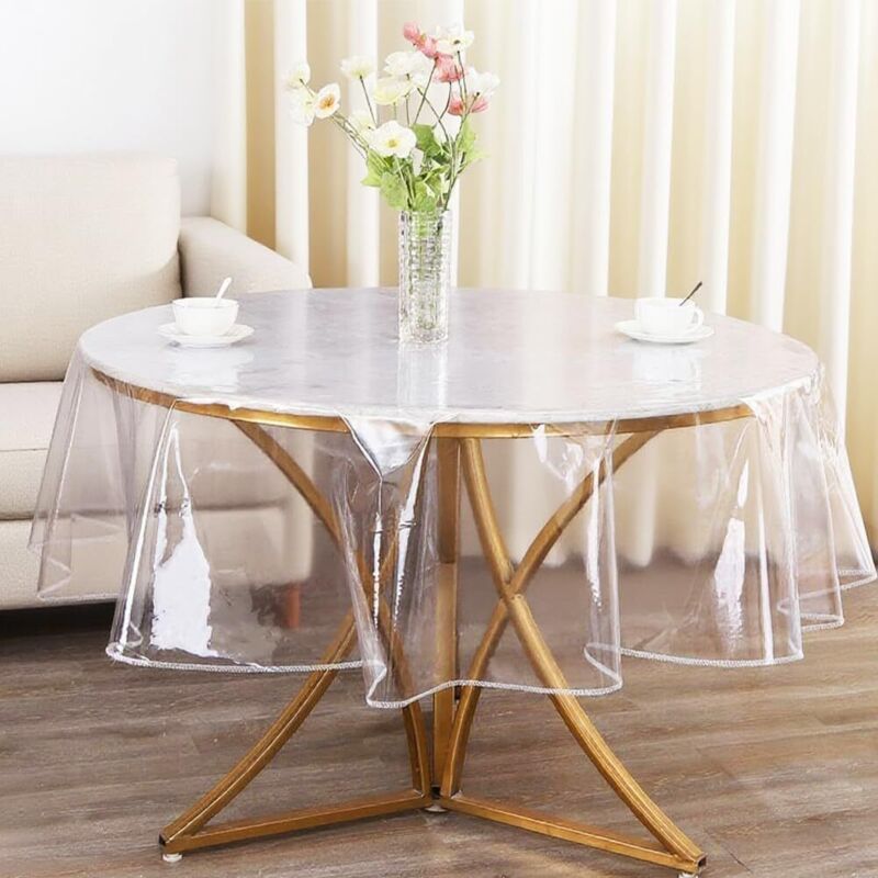 Nappe transparente - Rond - 140 cm - Film de protection de table en PVC - Anti-graisse - Étanche - Diamètre 140 cm