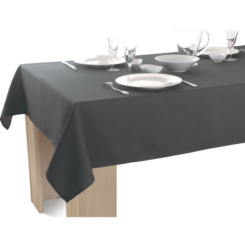 Le Linge De Jules - Nappe Unie Anti-taches Anthracite - Rectangle 150 x 240 cm