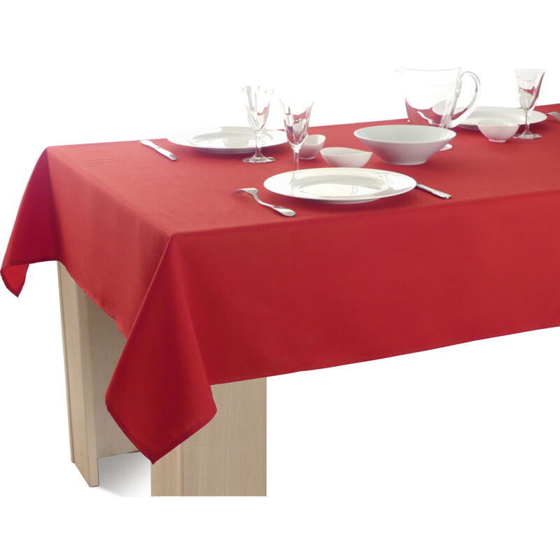 Le Linge De Jules - Nappe Unie Anti-taches Rouge - Rectangle 150 x 200 cm