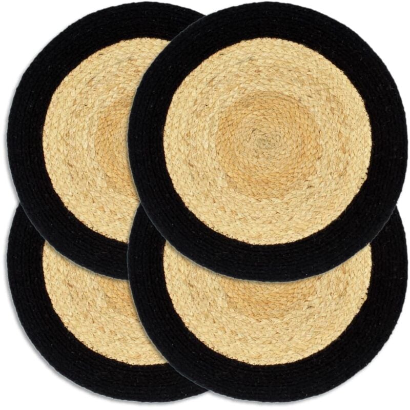 Vidaxl - Napperons 38 cm Jute et Coton Naturel et Noir 4 pcs