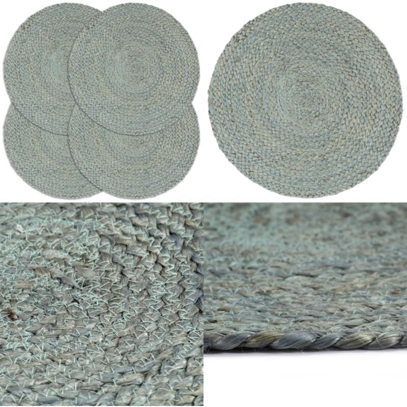 Vidaxl - Napperons 4 pcs Vert olive Plain 38 cm Rond Jute - napperon - napperons - Home & Living - Vert