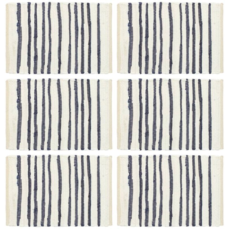 Napperons 6 pcs Bleu et blanc 30 x 45 cm Coton