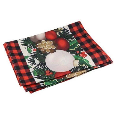 nappes de Noël, chemin de table à carreaux, décoration de Noël