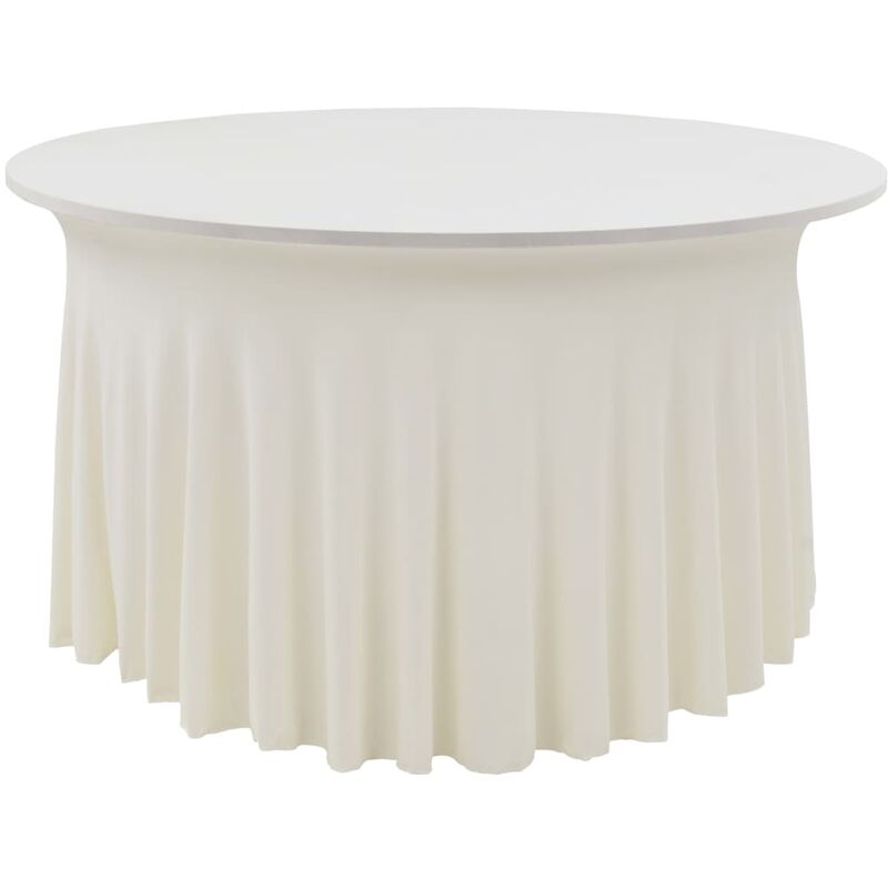 Nappes élastiques avec jupon 2 pcs 180x74 cm Blanc cassé