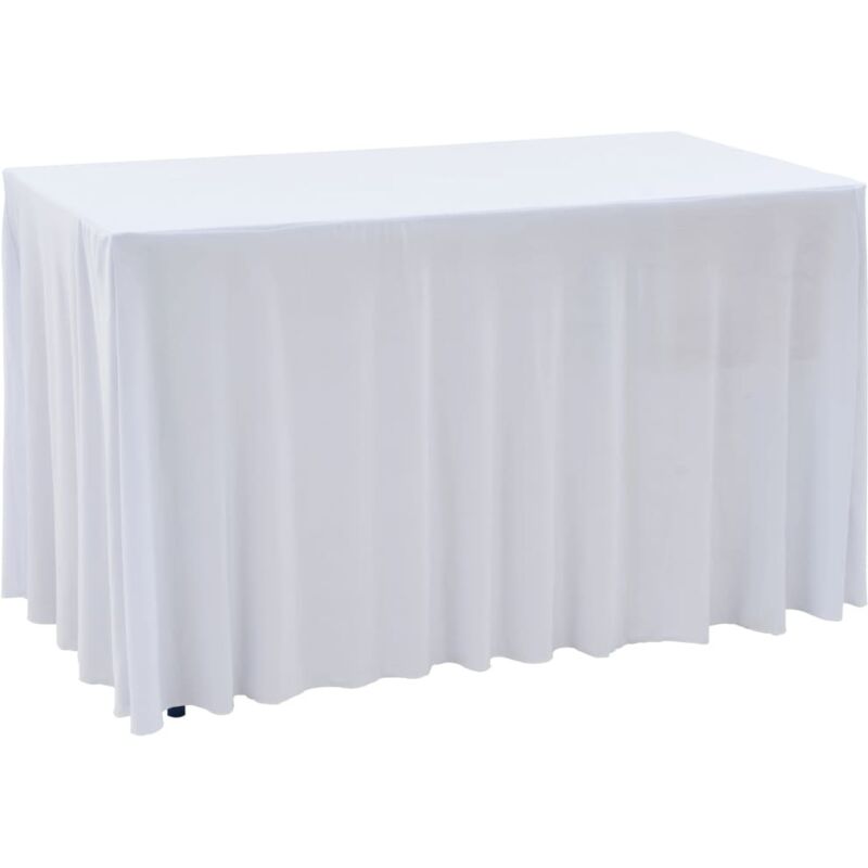 Nappes élastiques de table avec jupon 2 pcs 120x60,5x74cm Blanc
