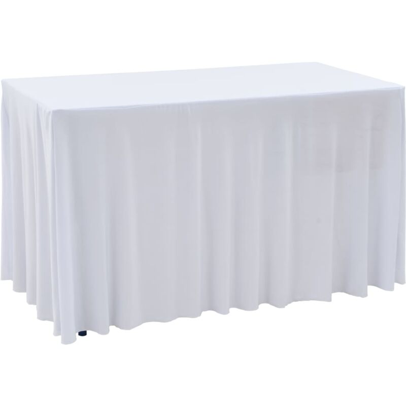 Nappes élastiques de table avec jupon 2 pcs 183x76x74cm Blanc