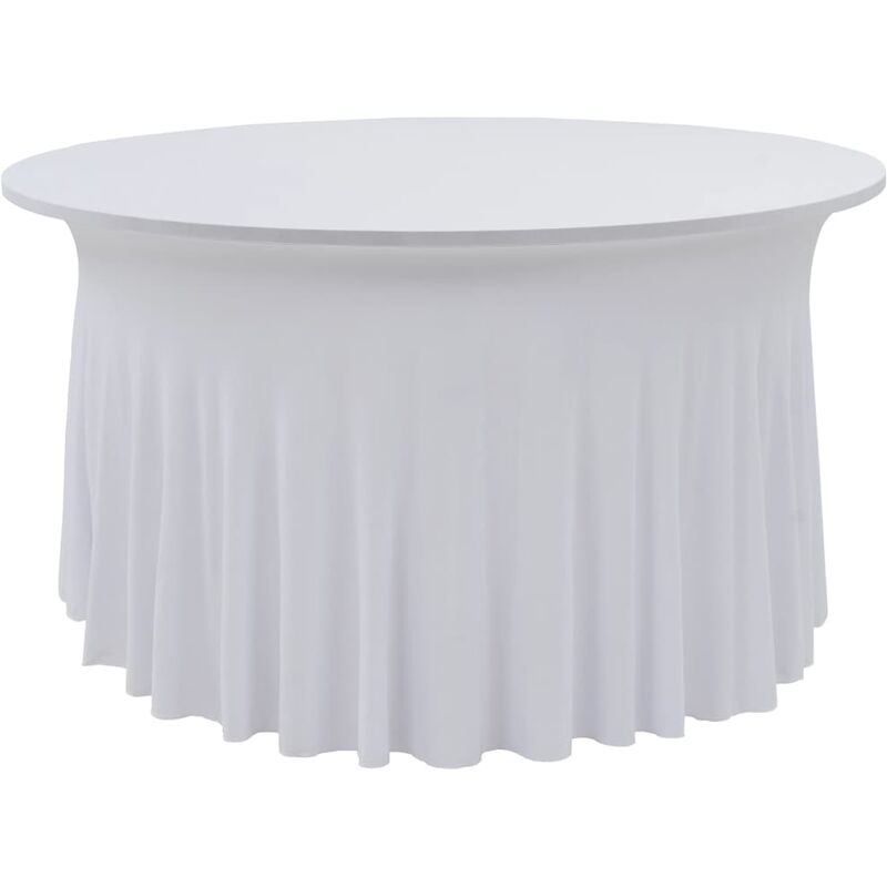 Nappes élastiques de table avec jupon 2 pcs 180x74 cm Blanc