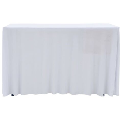Nappes élastiques de table avec jupon 2 pcs 183x76x74cm Blanc CFW380968