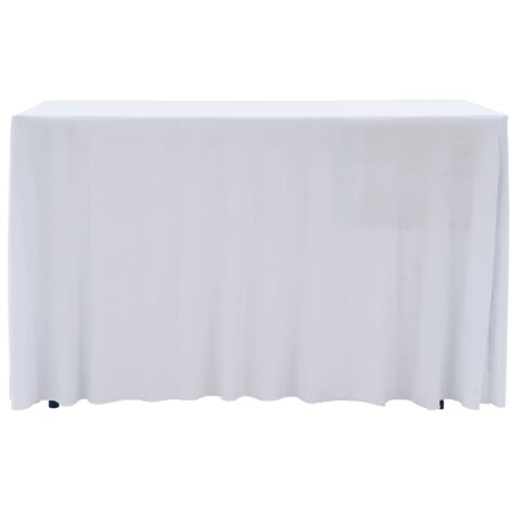 Nappes élastiques de table avec jupon 2 pcs 243x76x74cm Blanc CFW884939