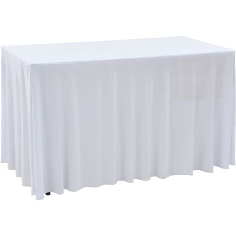 Nappes élastiques de table avec jupon 2 pièces 120x60,5x74cm Blanc DEC022463