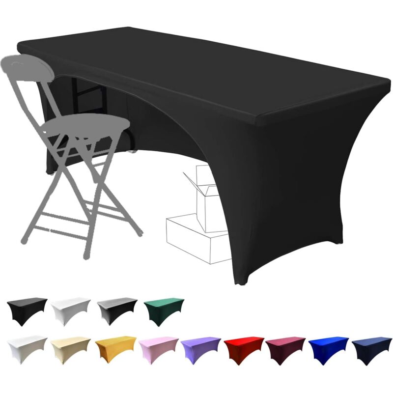 Nappes extensibles de 1,8 m pour tables rectangulaires avec dos ouvert, housses de table de patio rectangulaires en élasthanne, mariage, fête,