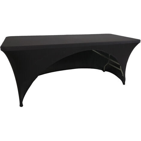 Nappes extensibles de 1,8 m pour tables rectangulaires avec dos ouvert, housses de table de patio rectangulaires en élasthanne, mariage, fête, cuisine, décoration d'événement de beauté - Noir