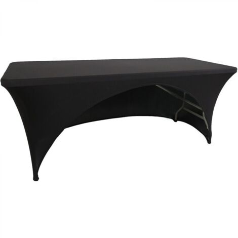 Nappes extensibles de 1,8 m pour tables rectangulaires avec dos ouvert, housses de table de patio rectangulaires en élasthanne, mariage, fête, cuisine, décoration d'événement de beauté - Noir
